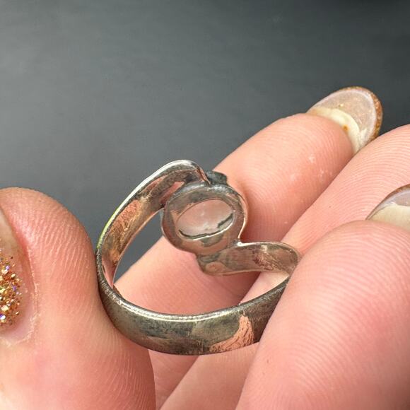 Sterling Silver Rose Quartz Ring Rose Quartz Statement Ring - Picture 4 of 7